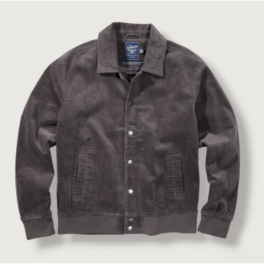 NWT Grayers XXXL Fieldston Corduroy Varsity Bomber Jacket Gray Cotton Rib Hem